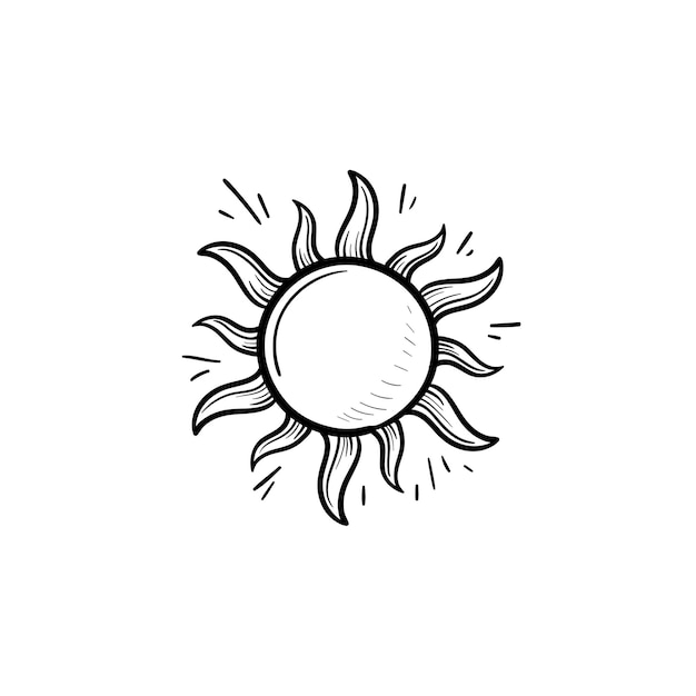 Premium Vector Shining sun hand drawn outline doodle icon. summer