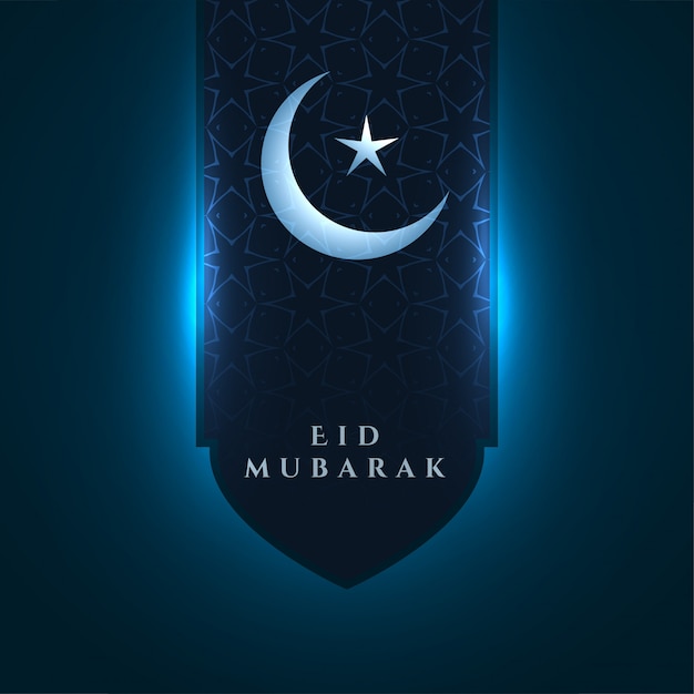 Free Vector | Shiny blue eid mubarak festival greeting ...