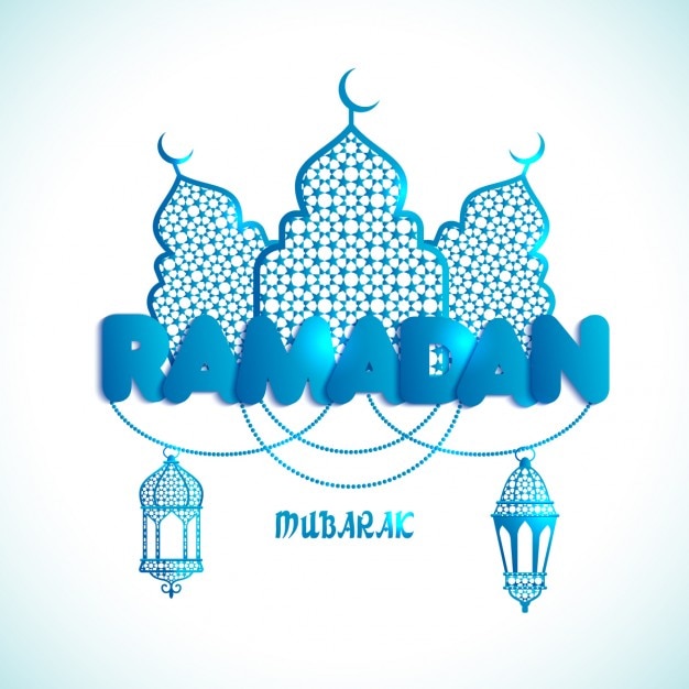 Shiny blue ramadan background