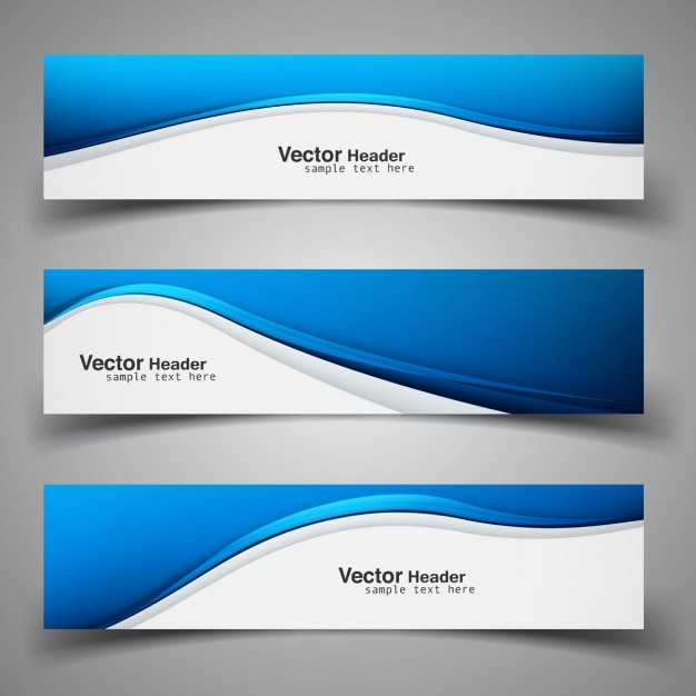 Shiny Blue Wavy Headers Vector 