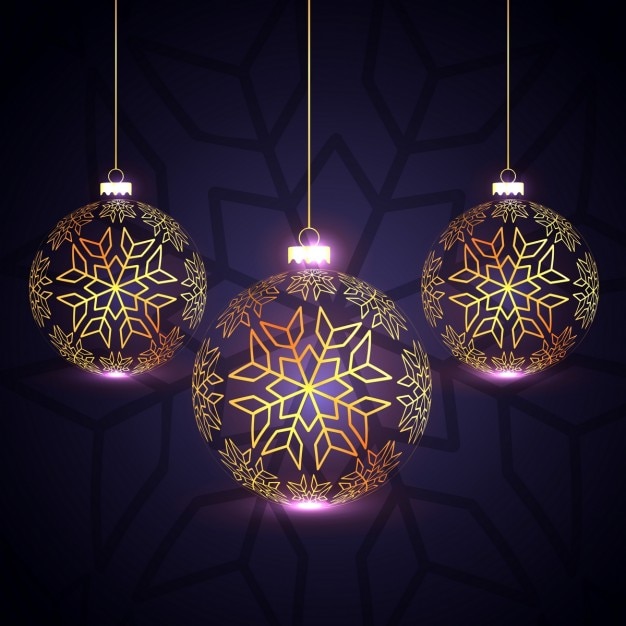 Shiny christmas balls on a purple\
background