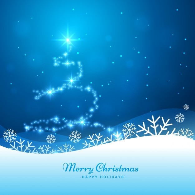 Shiny christmas tree background in blue\
color