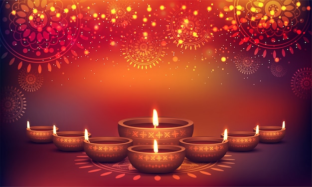 Premium Vector | Shiny colorful floral background for diwali celebration.