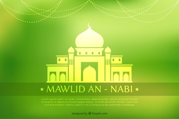 Shiny mawlid background of mosque Free Vector