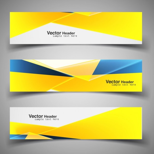 Download Shiny modern yellow headers | Free Vector