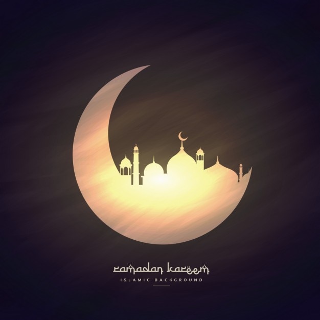 Shiny moon and mosque background