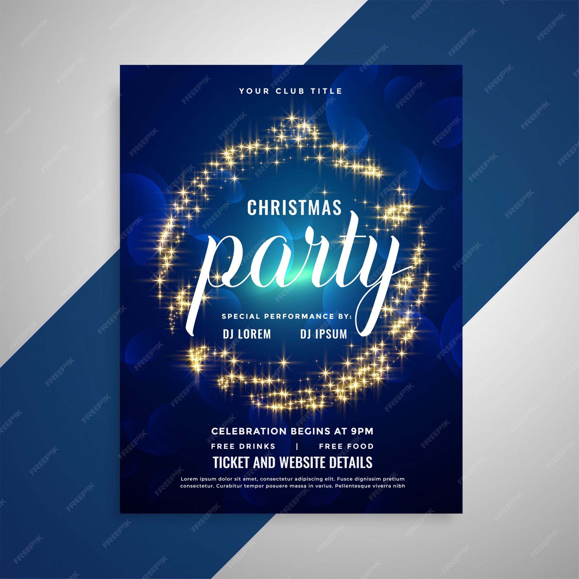 Free Vector | Shiny sparkling christmas party poster flyer template design