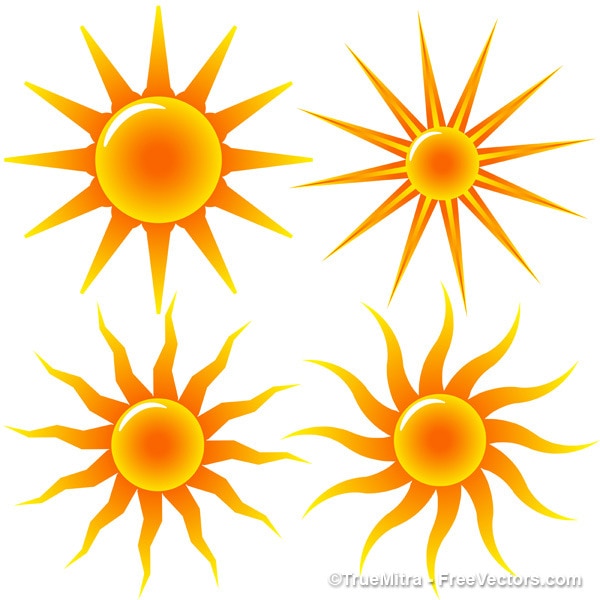Shiny summer sun icons collection Vector | Free Download