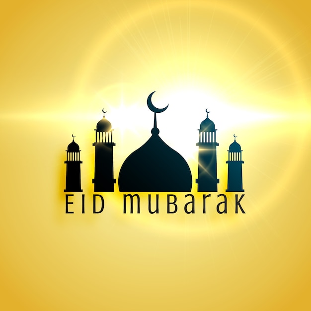 Free Vector Shiny Yellow Eid Mubarak Design