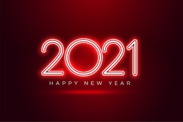 Free Vector | Shiony red neon 2021 happy new year celebration background