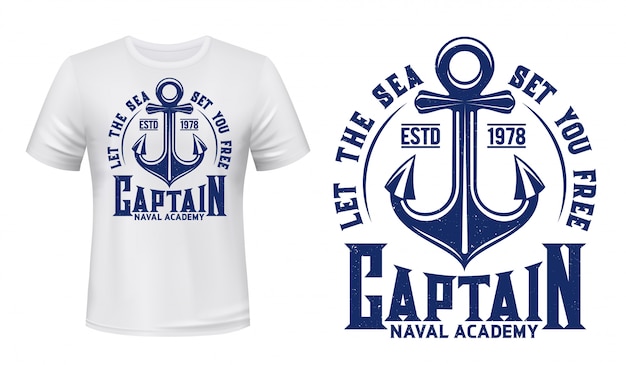 Download Ship anchor, marine nautical t-shirt print | Premium Vector