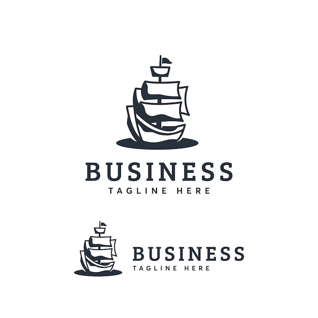 Ship logo template Premium Vector