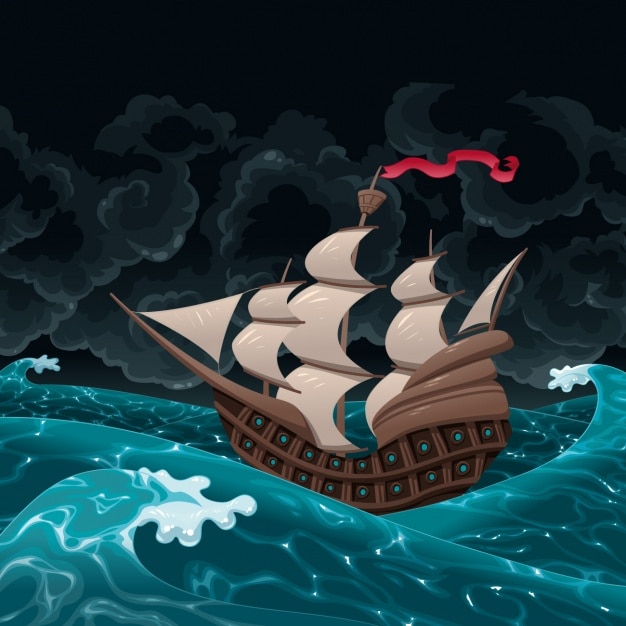 Free Vector | Ship sailing on the sea