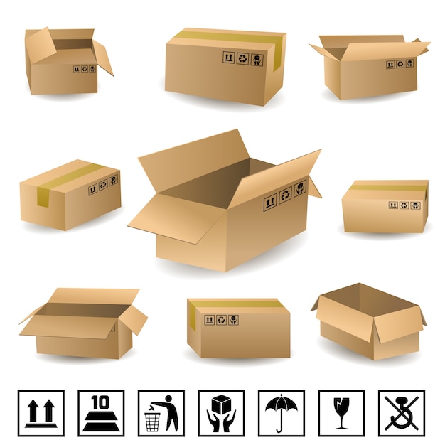 Download Shipping boxes set Vector | Free Download