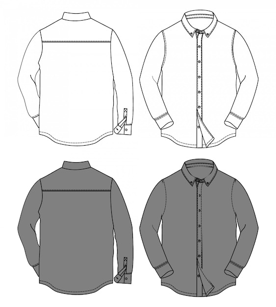 Premium Vector | Shirts fashion flat sketch template