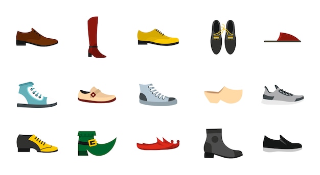 Premium Vector Shoes Icon Set Flat Set Of Shoes Vector Icons Collection Isolated