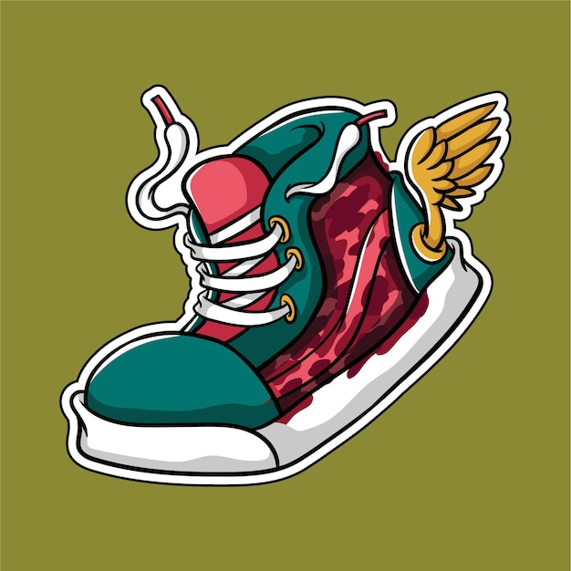 Premium Vector | Shoes with wings sticker design