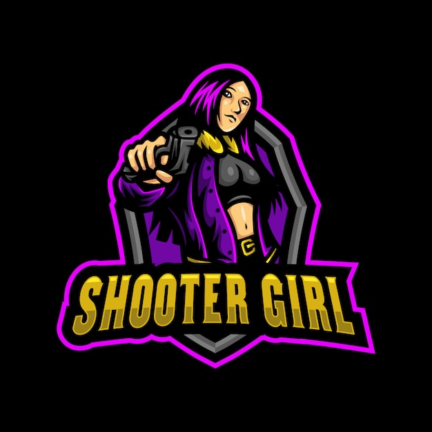 Shooter Girl Mascot Logo Esport Gaming Premium Vector
