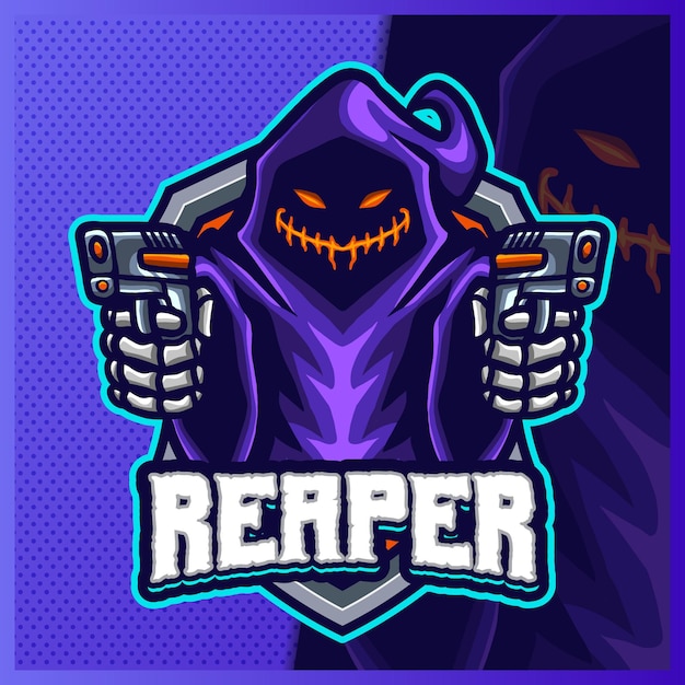 Premium Vector Shooter Grim Reaper Hood Mascot Esport Logo Design Illustrations Template Devil Shooter Logo For Team Game
