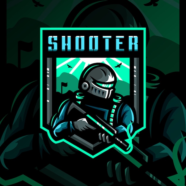 Premium Vector | Shooter soldier mascot logo illustration esport gaming