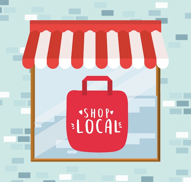 Premium Vector | Shop local in bag inside store design of retail buy ...