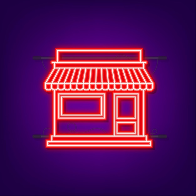 Premium Vector | Shop or market store front exterior facade. neon icon ...