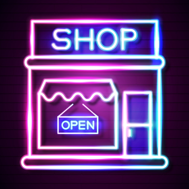 Premium Vector | Shop neon sign