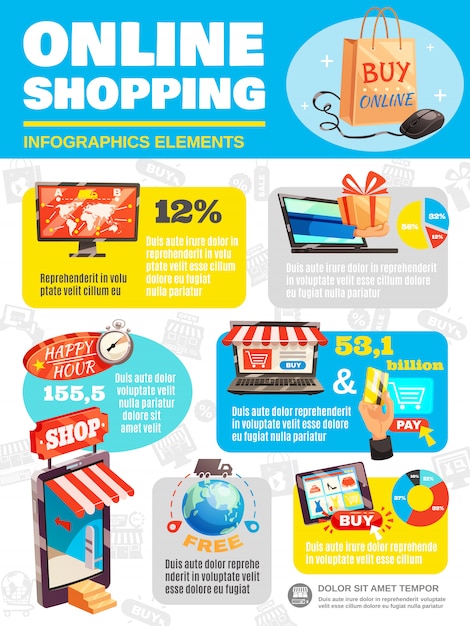 Free Vector | Shop Online Infographic Poster