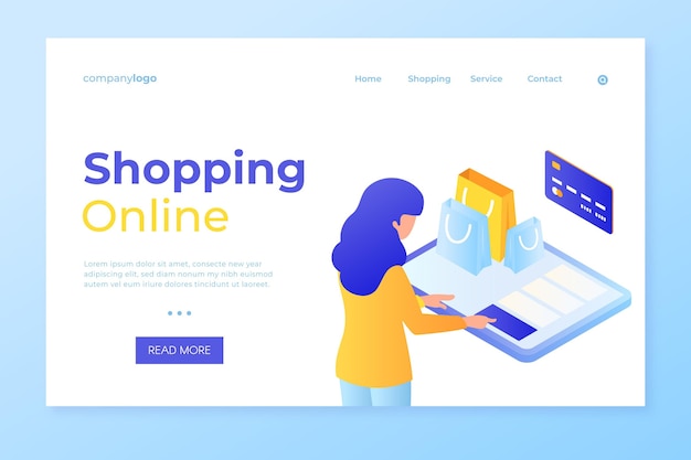 Free Vector | Shop online and pay by card landing page