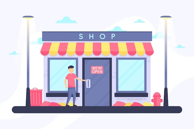 Free Vector | Shop with the sign we are open