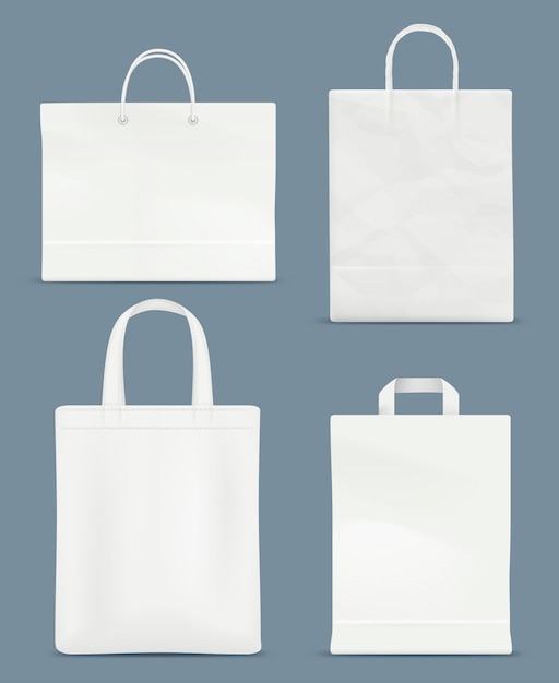 Download Shopping bag mockup. paper handle plastic paper bag | Premium Vector