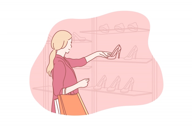 Premium Vector | Shopping, buy, shoes, illustration