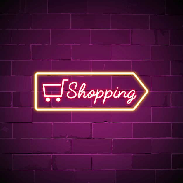 Free Vector | Shopping cart neon sign