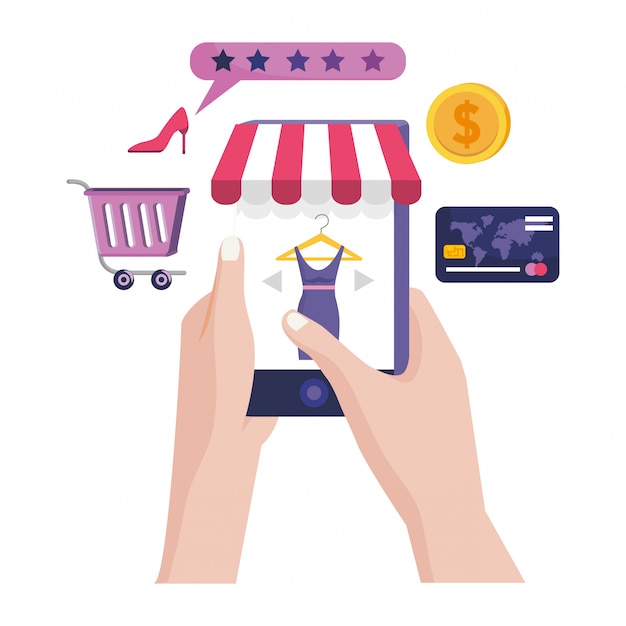 Premium Vector | Shopping online icon illustration