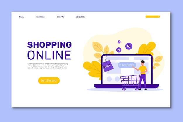 Free Vector | Shopping online landing page in flat design