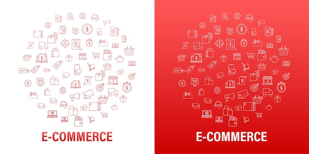  Shopping round set icon for web design. e commerce. discount coupon. business icon. price tag. line