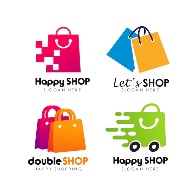 Download Shopping store logo design vector | Premium Vector