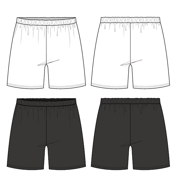 Shorts pants fashion flat technical drawing template Premium Vector