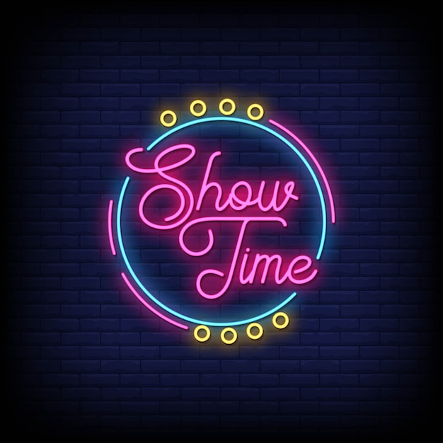 Premium Vector | Show time neon signs style text vector