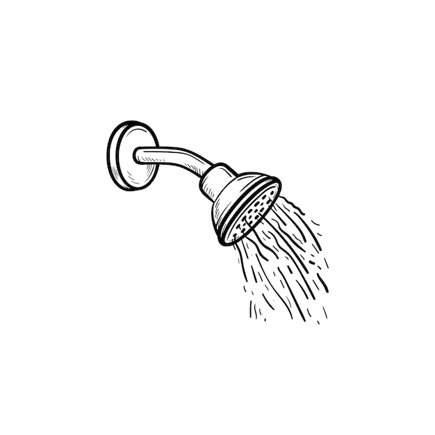 Premium Vector | Shower head with water drops hand drawn outline doodle ...