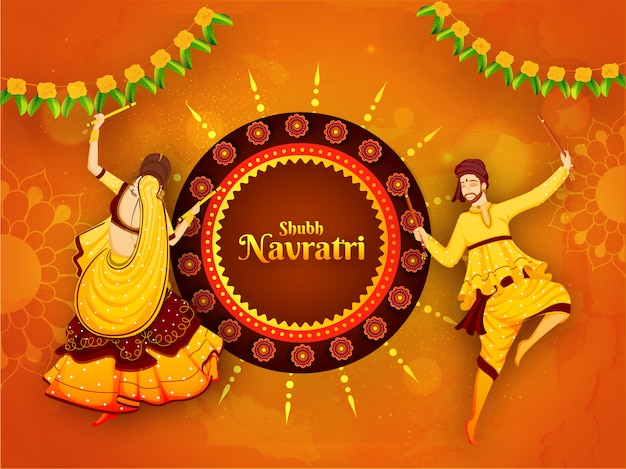 Shubh navratri festival celebration poster Vector ...