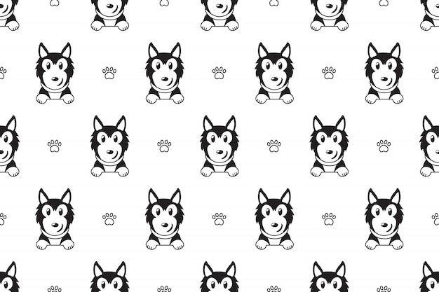 Download Siberian husky dog seamless pattern Vector | Premium Download