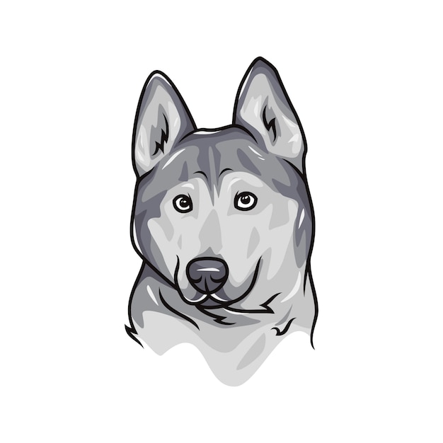 シベリアンハスキー犬 ベクトルロゴ アイコンイラストマスコット プレミアムベクター
