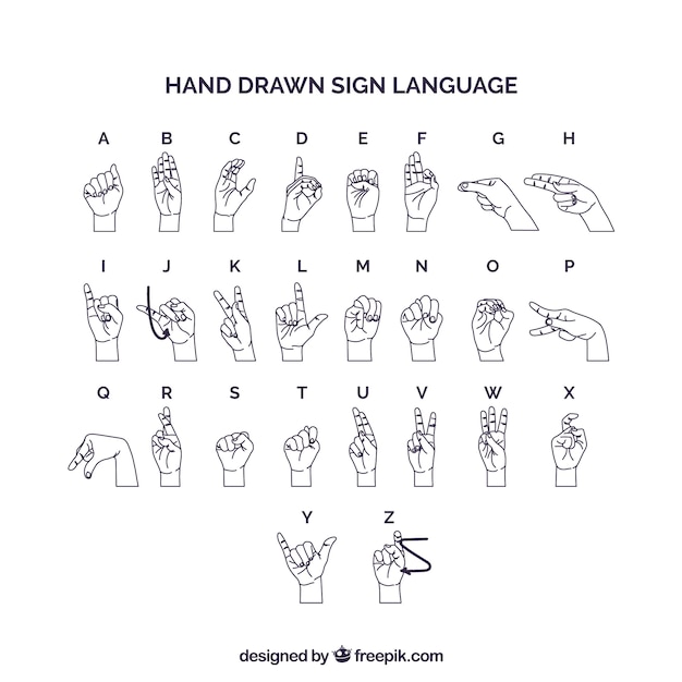 Free Vector | Sign language alphabet in hand drawn style