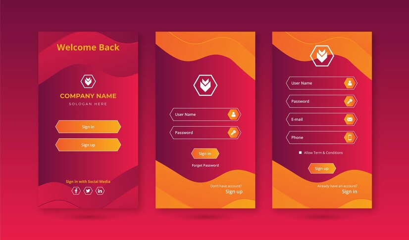 Premium Vector Sign In Amp Sign Up Screens Ui Kit For Mobile App Template
