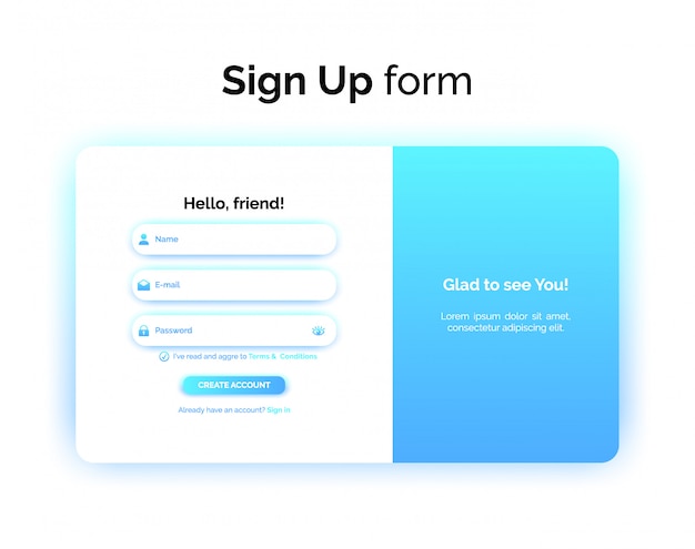 Premium Vector Sign Up Form Web Design Ui Ux Registration Interface With Gradient