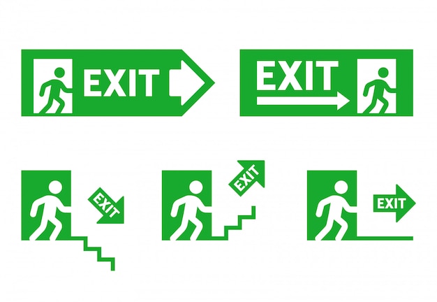 Premium Vector | Signs of direction during evacuation. emergency exit ...