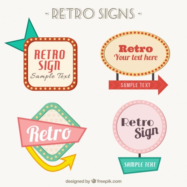 Download Signs set in vintage style Vector | Free Download