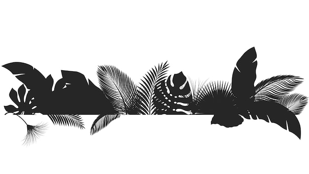 Premium Vector | Silhouette banner tropical leaves