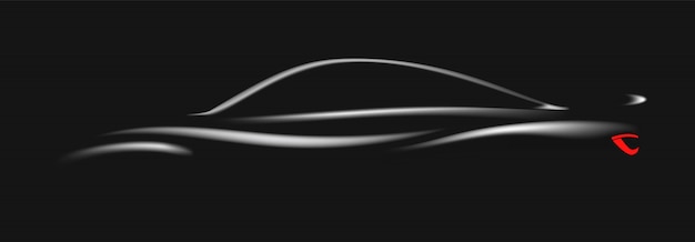 Premium Vector Silhouette Of Black Sports Car On Black Background